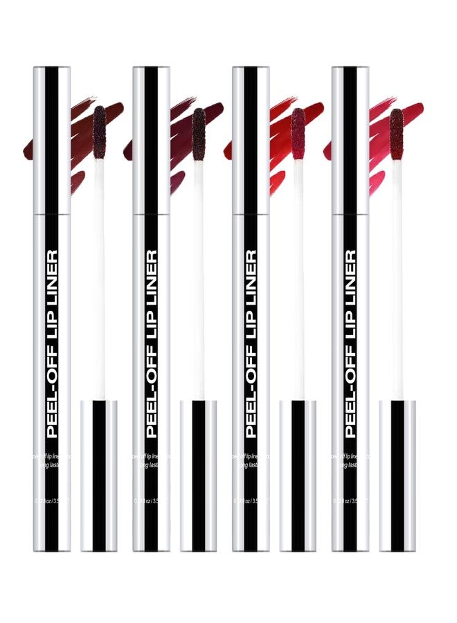 Suaxova 4PCS Peel Off Lip Liner Stain with Tweezer, Long Lasting Waterproof Lip Tint Stains Makeup Set with Matte Finish for Women - Image 1